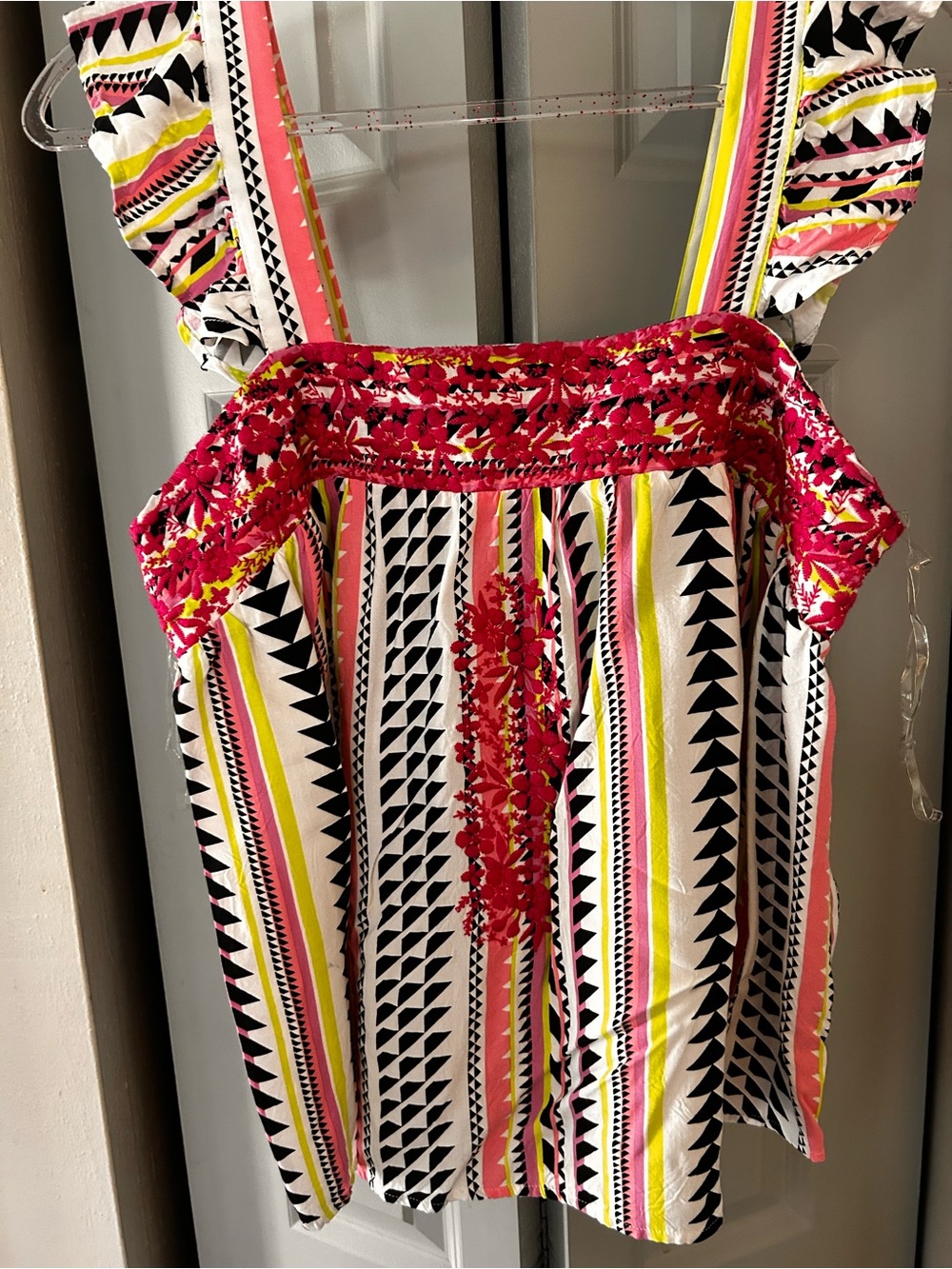 Savanna Jane Pink and Yellow Floral Embroidered Top